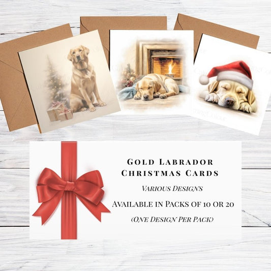 Gold Labrador Christmas Card MultiPack (10 or 20) | Card Multipack
