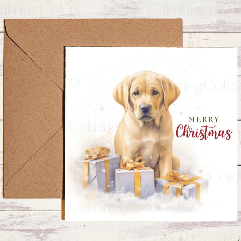 Gold Labrador Puppy Christmas Card | Christmas Card