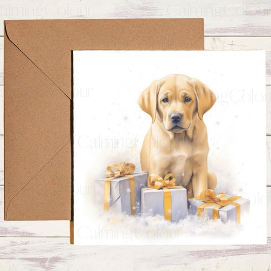 Gold Labrador Puppy Christmas Card | Christmas Card