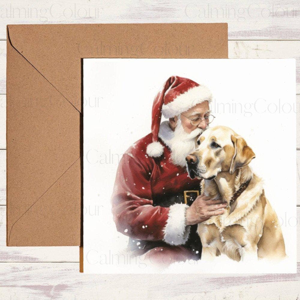 Gold Labrador with Father Christmas | Christmas Card | Christmas Card