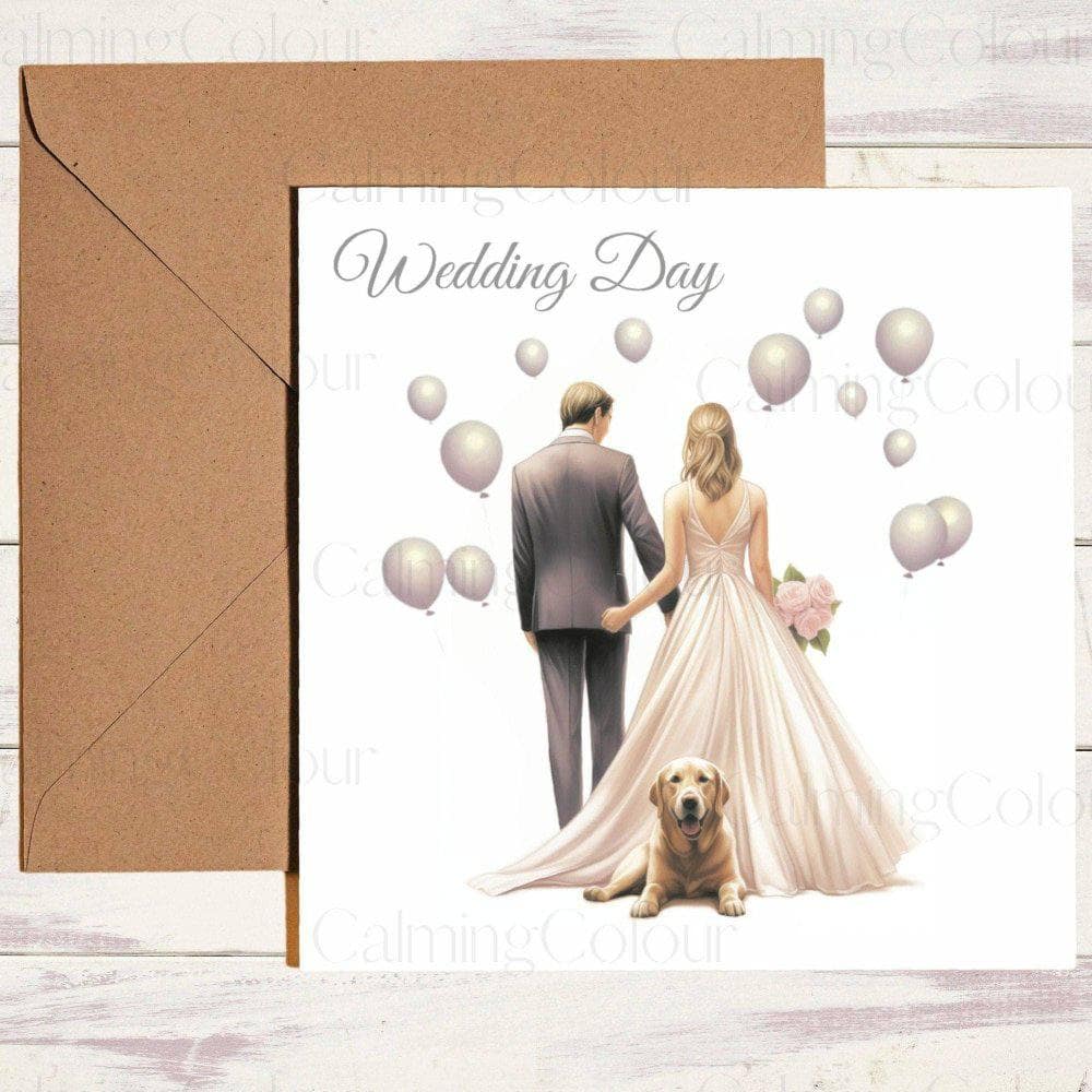 Gold Labrador with Wedding Couple | Special Card | Wedding Card