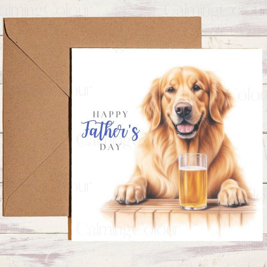 Golden Retriever Father's Day Card | Dad Greetings | Father's Day