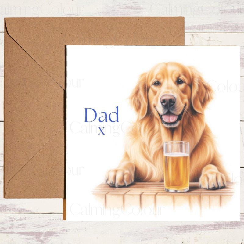 Golden Retriever Father's Day Card | Dad Greetings | Father's Day