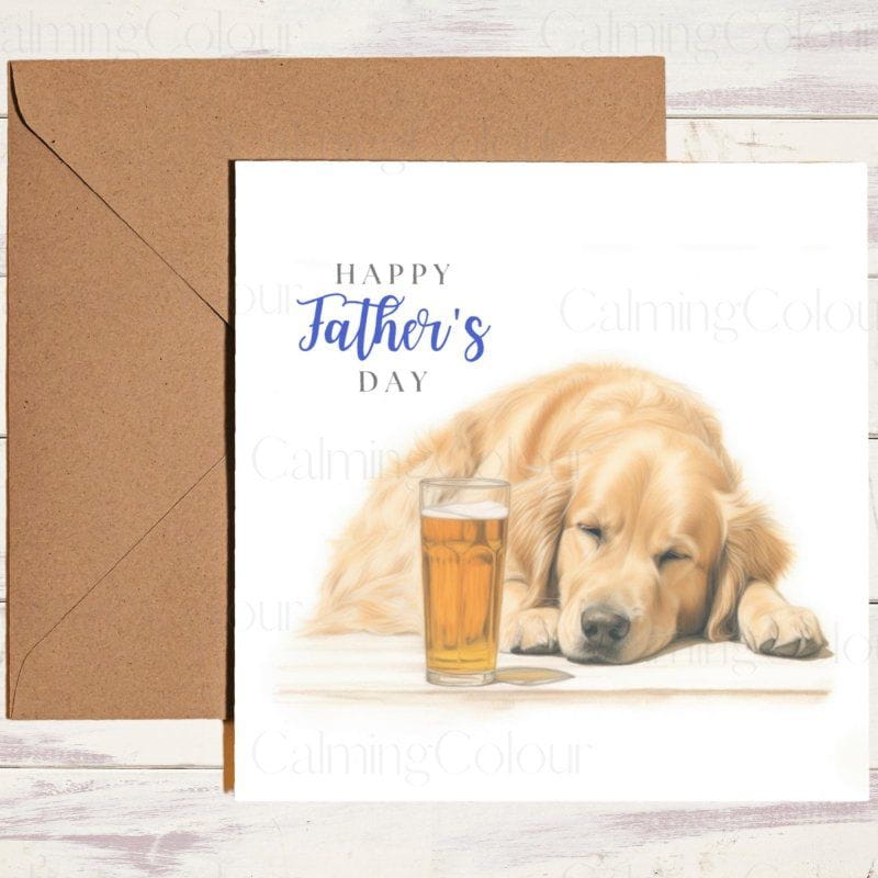 Golden Retriever Father’s Day Card | With Love for Dad | Father's Day