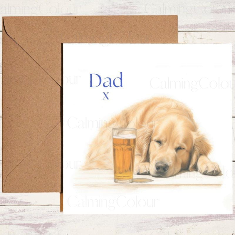 Golden Retriever Father’s Day Card | With Love for Dad | Father's Day