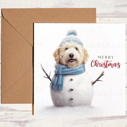 Goldendoodle Snowman Christmas Card | Christmas Card
