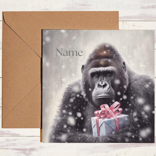 Gorilla Christmas Card | Animal Lover Greeting | Christmas Card