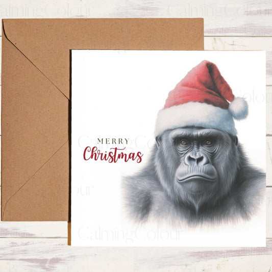 Gorilla Wearing a Santa Hat | Christmas Card | Christmas Card