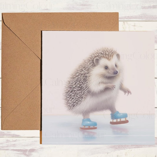Hedgehog on Ice Skates | Christmas Card | Christmas Card