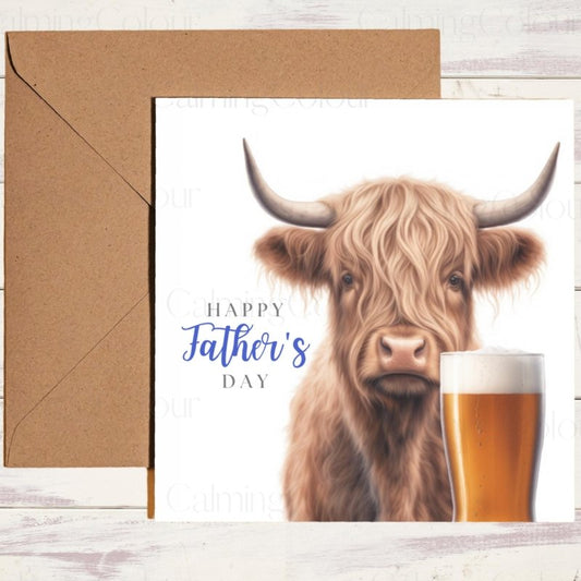 Highland Cow Father's Day Card | Dad With Love | Father's Day