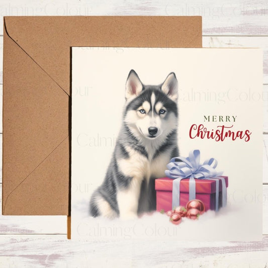 Husky Christmas Card | Dog Lover Greeting Card | Christmas Card