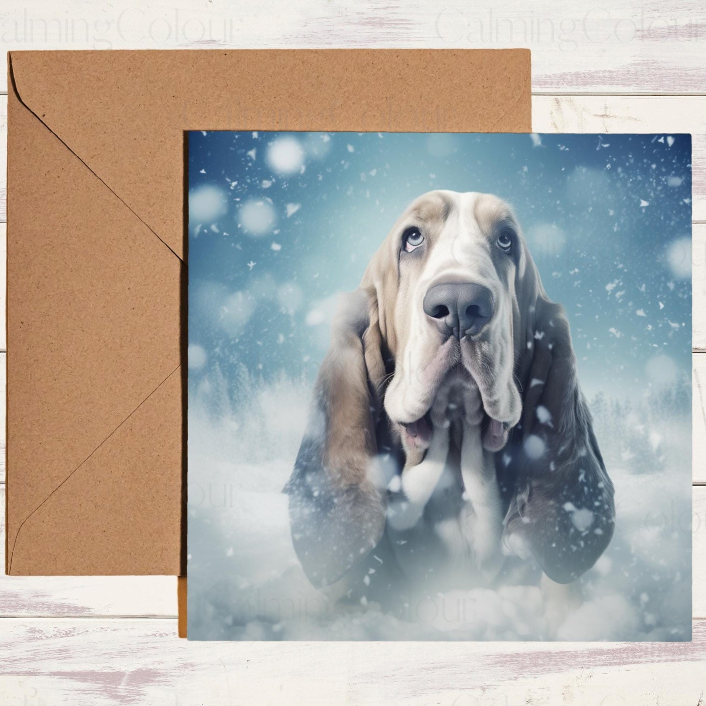 Basset Hound Christmas Card | Greeting card for dog lover | Single card blank on the inside