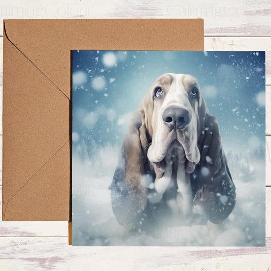 Basset Hound Christmas Card | Greeting card for dog lover | Single card blank on the inside