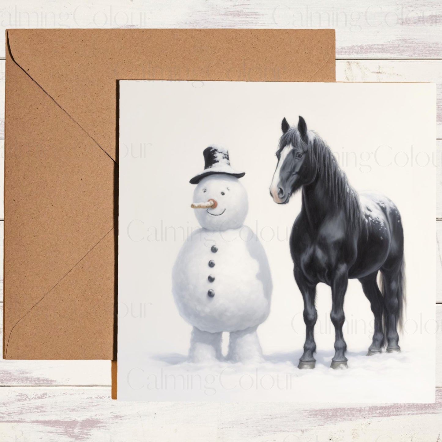 Black Horse Christmas Cards | Horse Lover Greeting Card Pack (10 or 20)