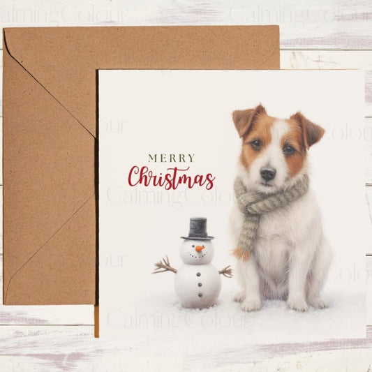Jack Russell by the Snowy Friend | Holiday Card | Christmas Card