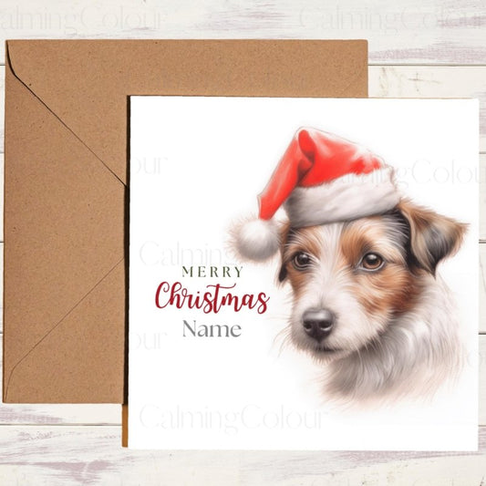 Jack Russell | Santa Hat Festive Christmas Card | Christmas Card