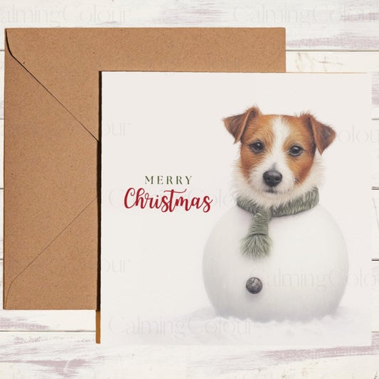 Jack Russell Snowman Christmas Card | Christmas Card