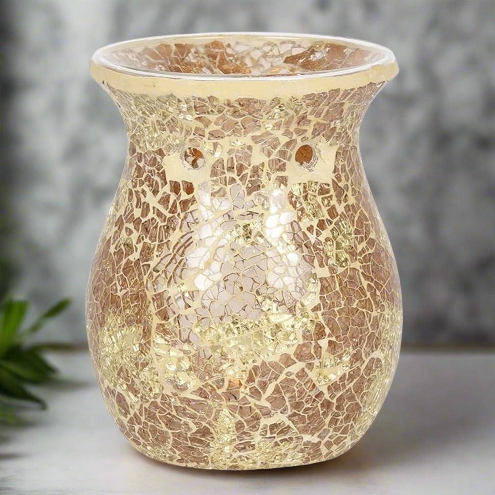 Large Gold Crackle Glass Oil Burner | Calming Colour