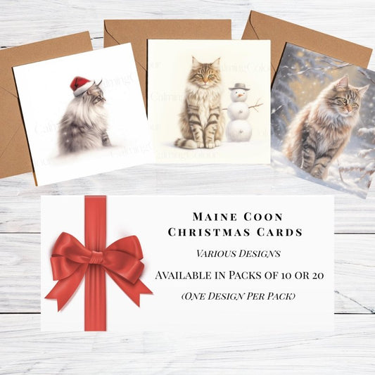 Maine Coon Cat Christmas Cards | Feline MultiPack | Card Multipack