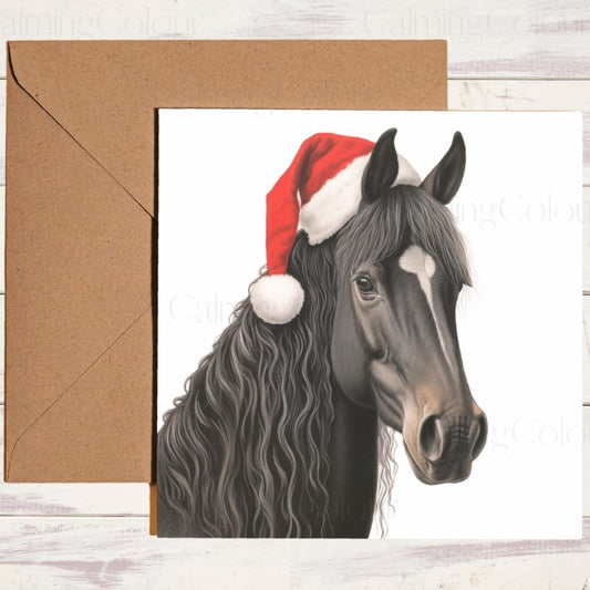 Majestic Black Horse | Festive Christmas Card | Christmas Card