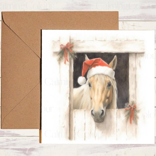 Palomino Horse by Stable Door | Christmas Card | Christmas Card
