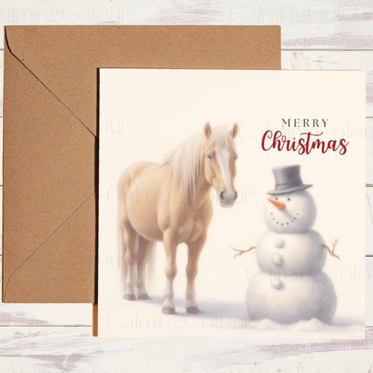 Palomino Horse in Winter Snow | Christmas Card | Christmas Card