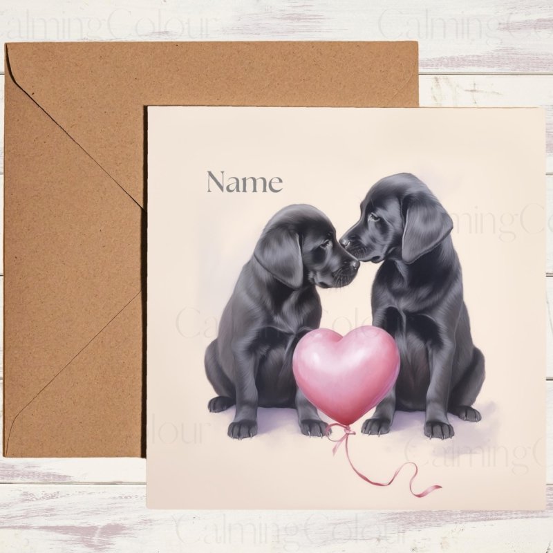 Personalised Black Labrador Puppies | Valentine's Card | Valentine's Day (Personalised)
