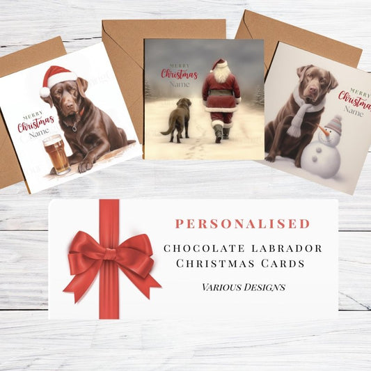 Personalised Chocolate Labrador Christmas Cards | Dog Greetings | Christmas Card (Personalised)