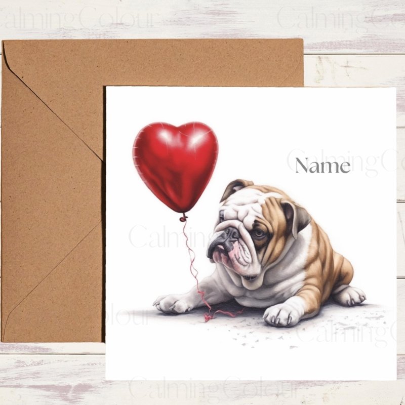 Personalised English Bulldog with Heart | Valentine's Card | Valentine's Day (Personalised)