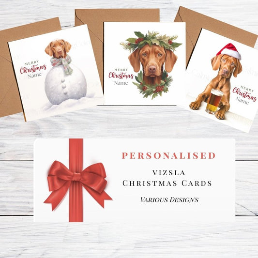 Personalised Vizsla Christmas Cards | Festive Dog Greetings | Christmas Card (Personalised)