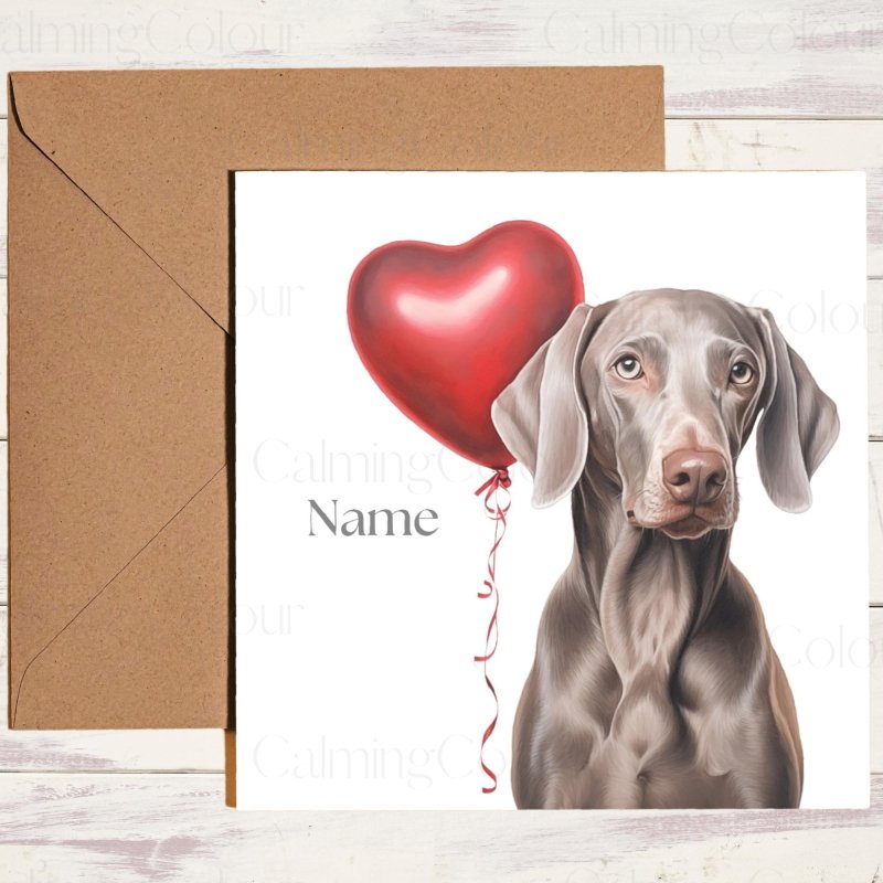 Personalised Weimaraner with Heart | Valentine's Card | Valentine's Day (Personalised)