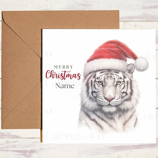 Personalised White Tiger | Christmas Card | Christmas Card (Personalised)