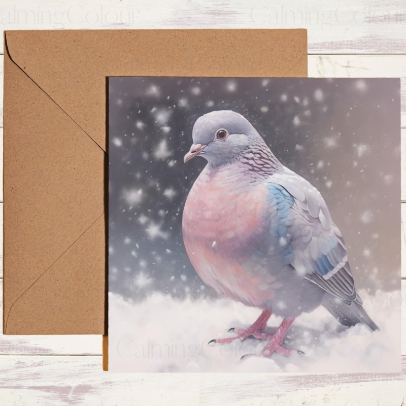 Pigeon in Snowy Scene | Christmas Card | Christmas Card