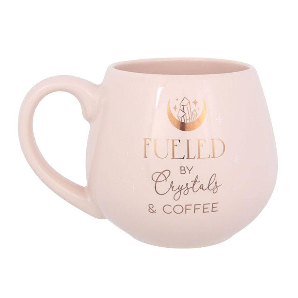 Pink Rounded Mug | "Crystals and Coffee" | Drinking Cup/Mug