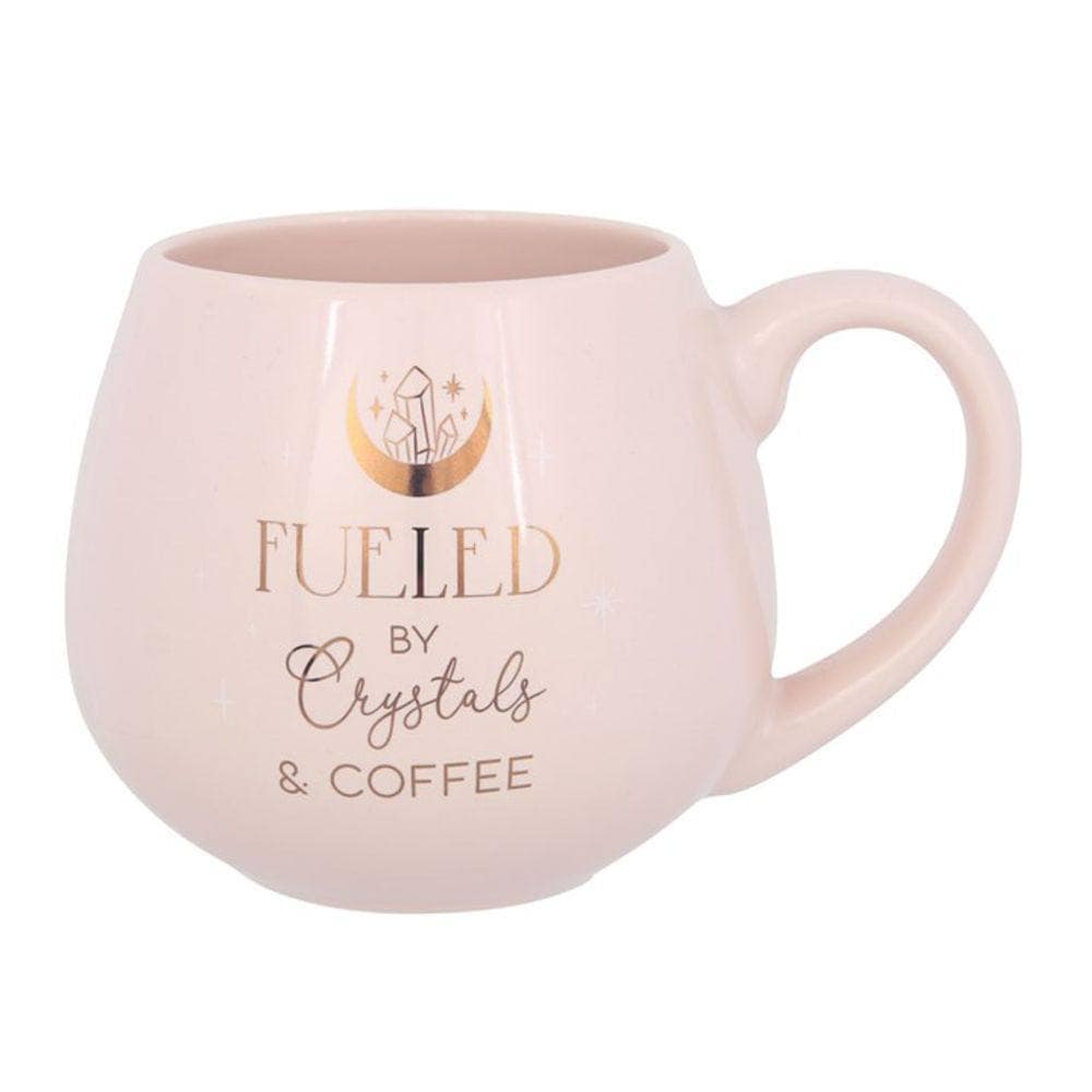 Pink Rounded Mug | "Crystals and Coffee" | Drinking Cup/Mug