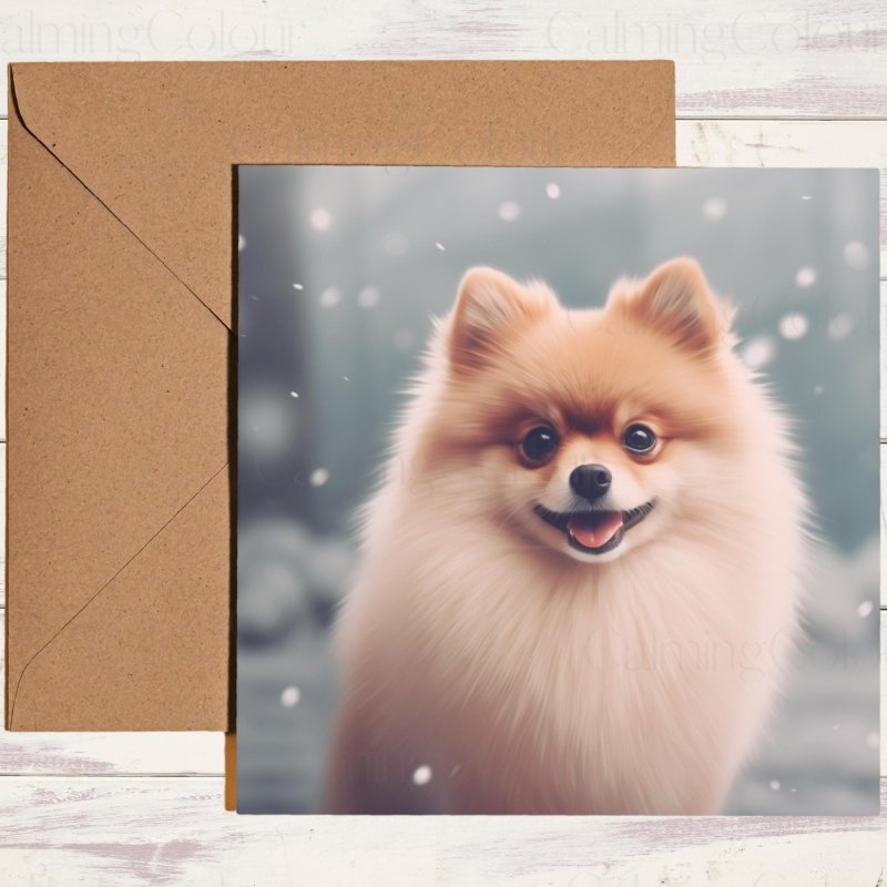 Pomeranian Christmas Card | Snowy Scene | Christmas Card