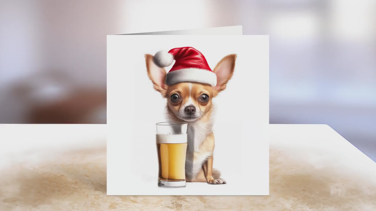 Chihuahua Christmas Card | Greeting card for dog lover | Single card blank on the inside