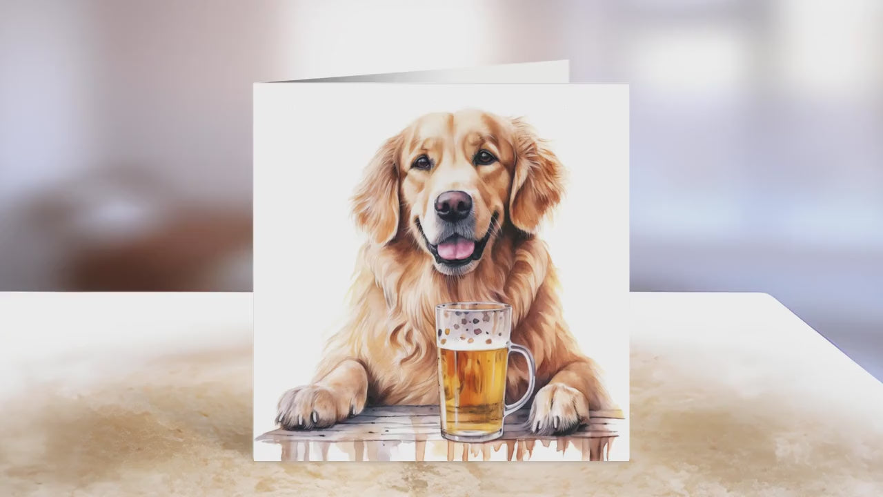 Golden Retriever Greeting Card | Birthday | Card for dog lover | Single card, blank on the inside.