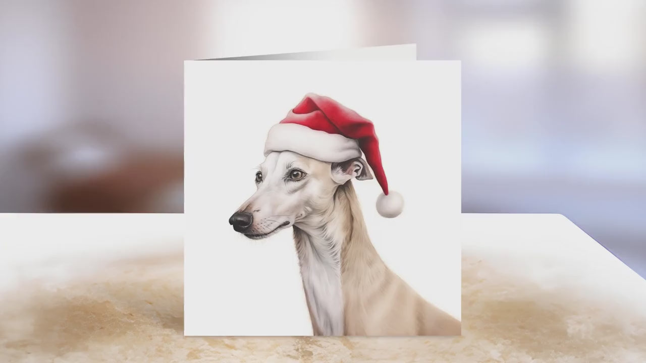 Whippet Christmas Card | Greeting card for dog lover | Single card blank on the inside