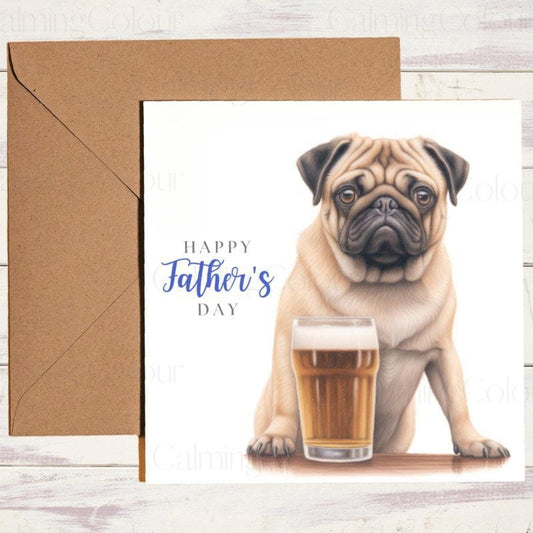 Pug Father's Day Card | Dad Greetings | With Love | Father's Day
