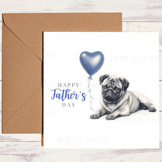 Pug Greeting Card Father's Day Card | With Love | Father's Day