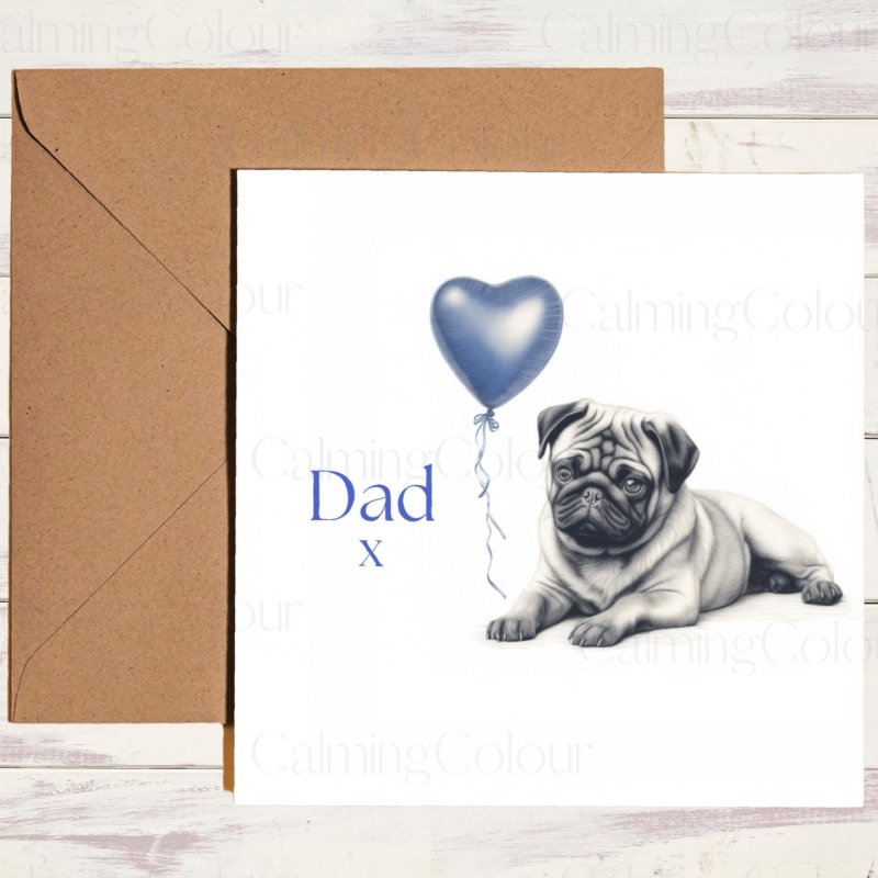 Pug Greeting Card Father's Day Card | With Love | Father's Day
