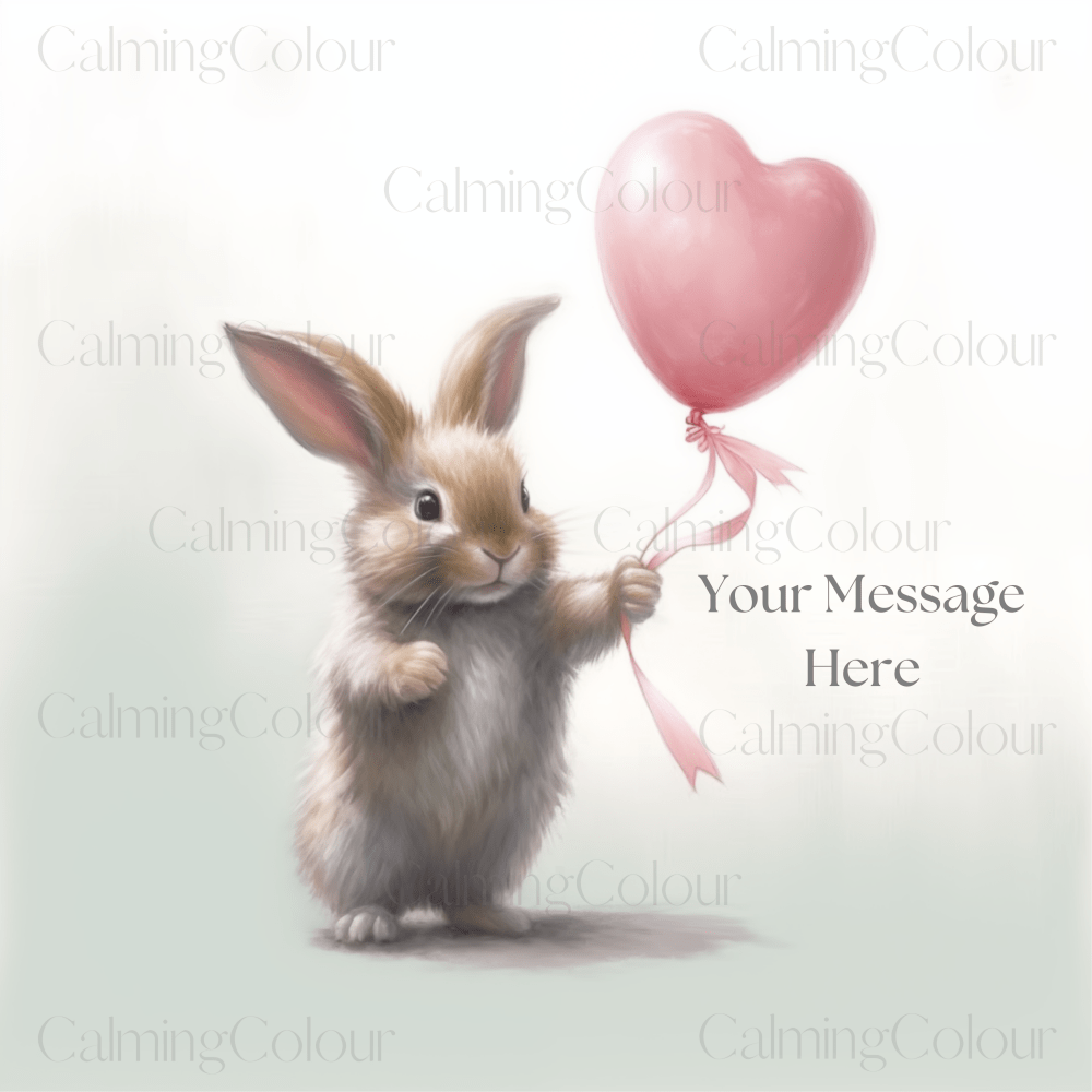 Rabbit & Red Balloon (Personalised) | Valentine's | Framed Art Print | Artwork - Framed Print