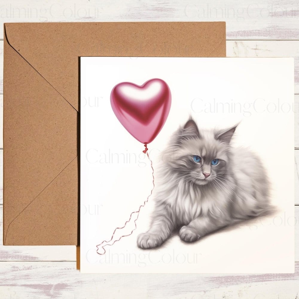 Ragdoll | Red Balloon | Valentine's Card | Valentine's Day