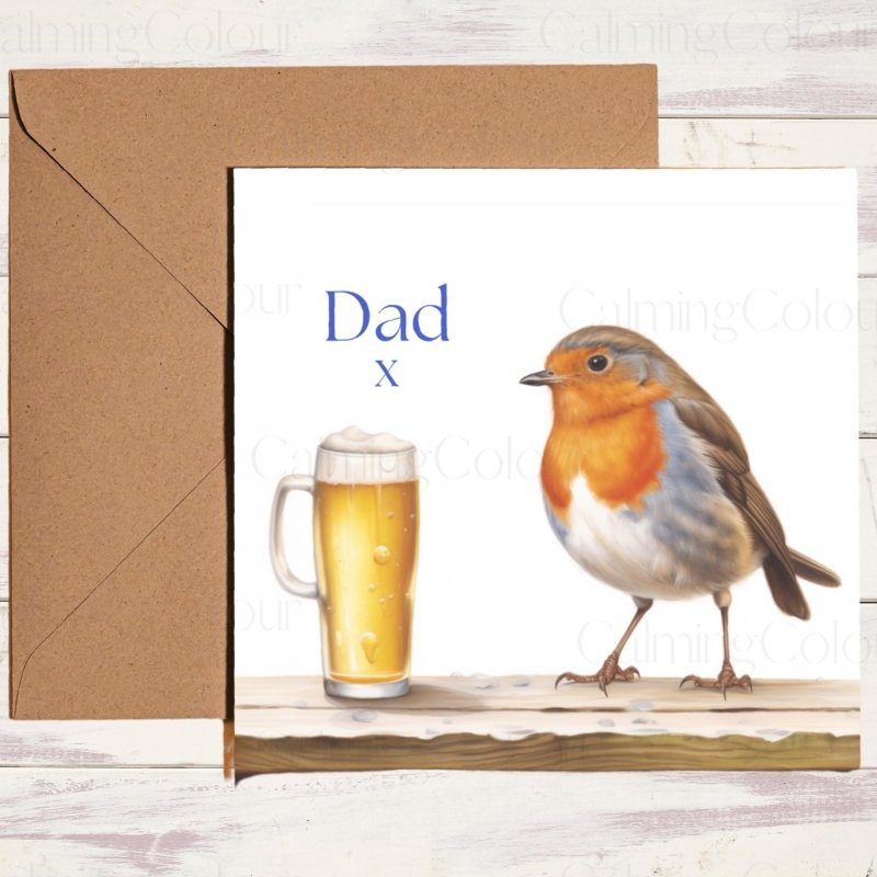 Robin with a Pint Father's Day Card | With Love | Father's Day