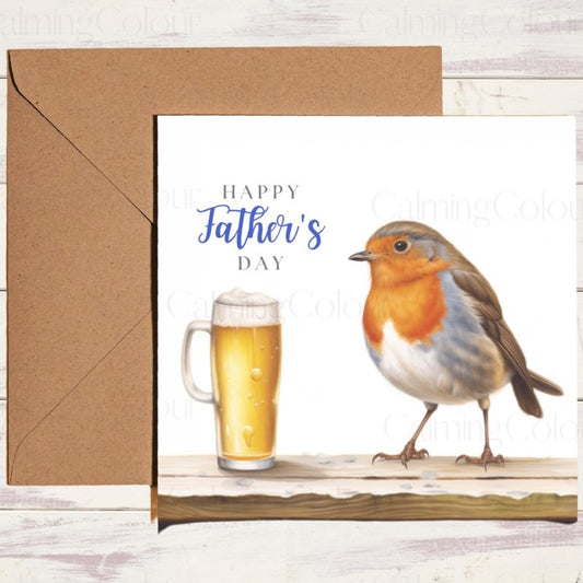 Robin with a Pint Father's Day Card | With Love | Father's Day