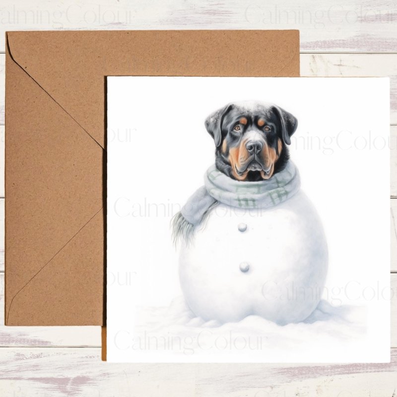 Rottweiler Snowman Christmas Card | Christmas Card