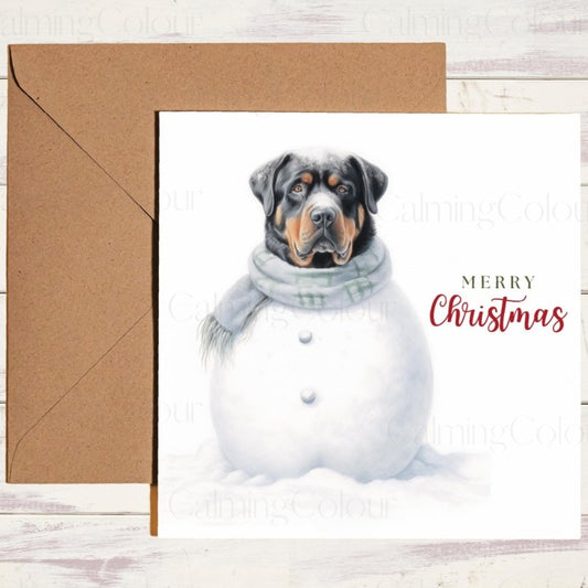 Rottweiler Snowman Christmas Card | Christmas Card