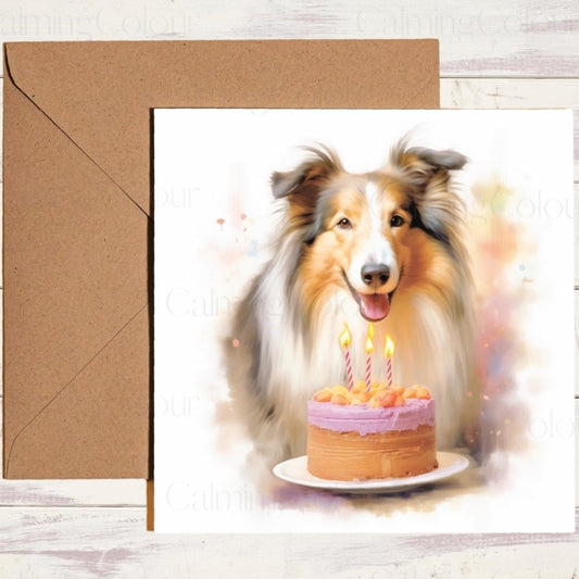 Rough Collie Birthday Card | Greeting With Love | Birthday Card