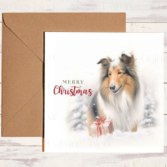 Rough Collie Christmas Card | Festive Greeting | Christmas Card